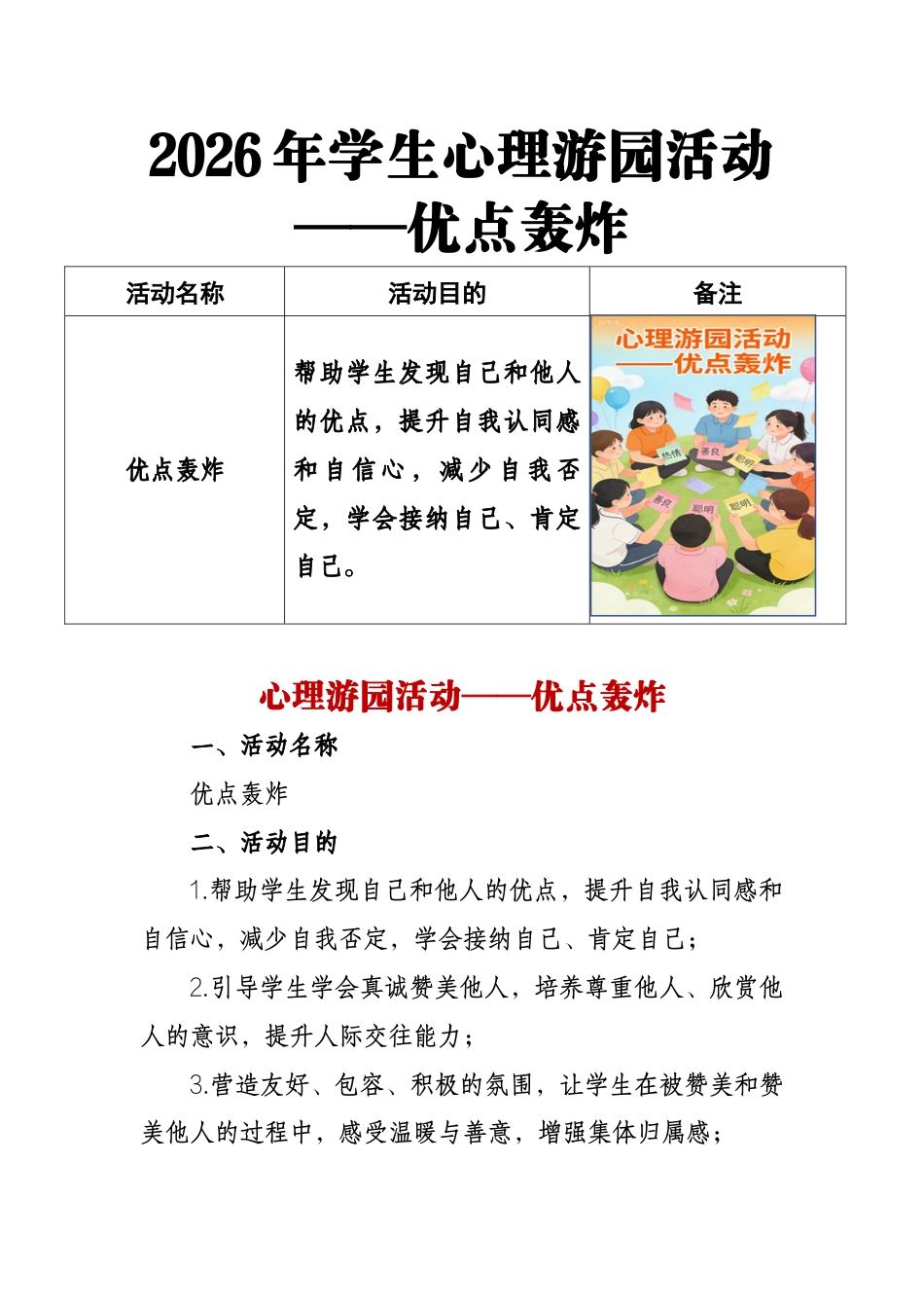 2026年学生心理游园活动——优点轰炸_第1页