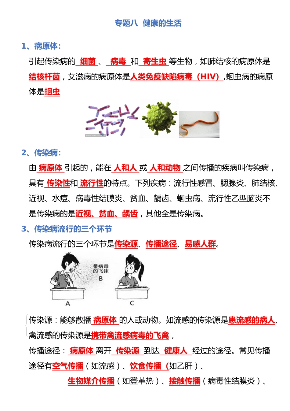 专题08 健康的生活(背诵版)_第1页