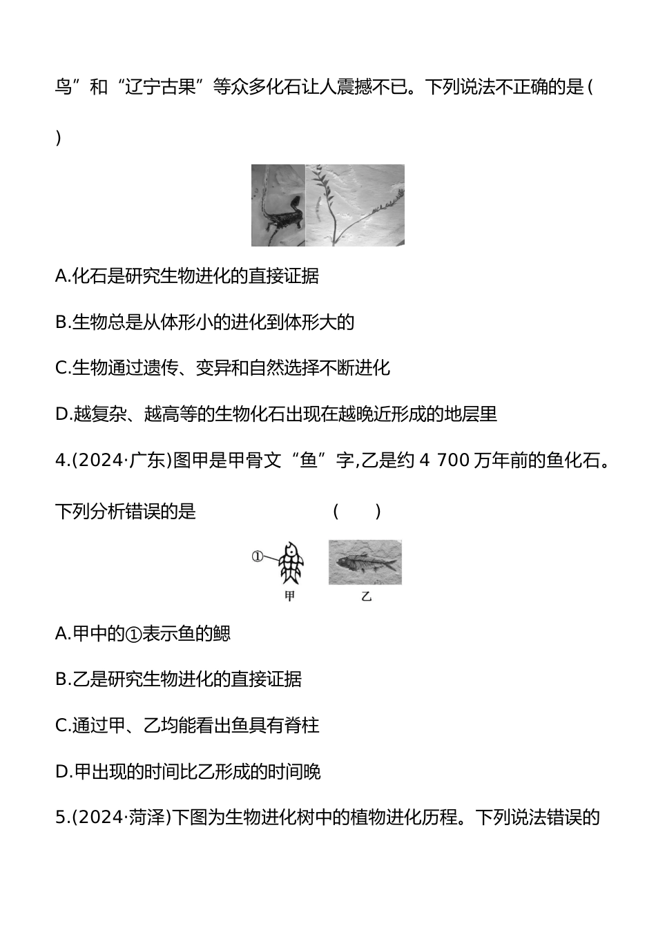 第21讲 生命起源和生物进化 2025年会考生物学专题(含答案)_第2页