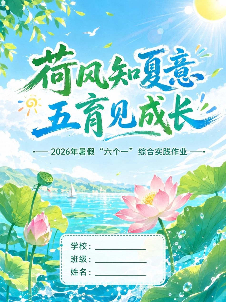 荷风知夏意,五育见成长——2026年暑假“六个一”综合实践作业ppt_第1页
