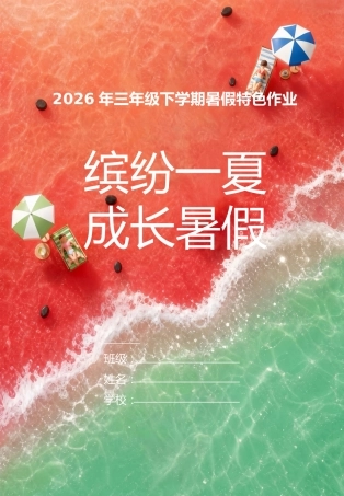 三年级下册三科（语数英）暑假特色作业：缤纷一夏，成长暑假