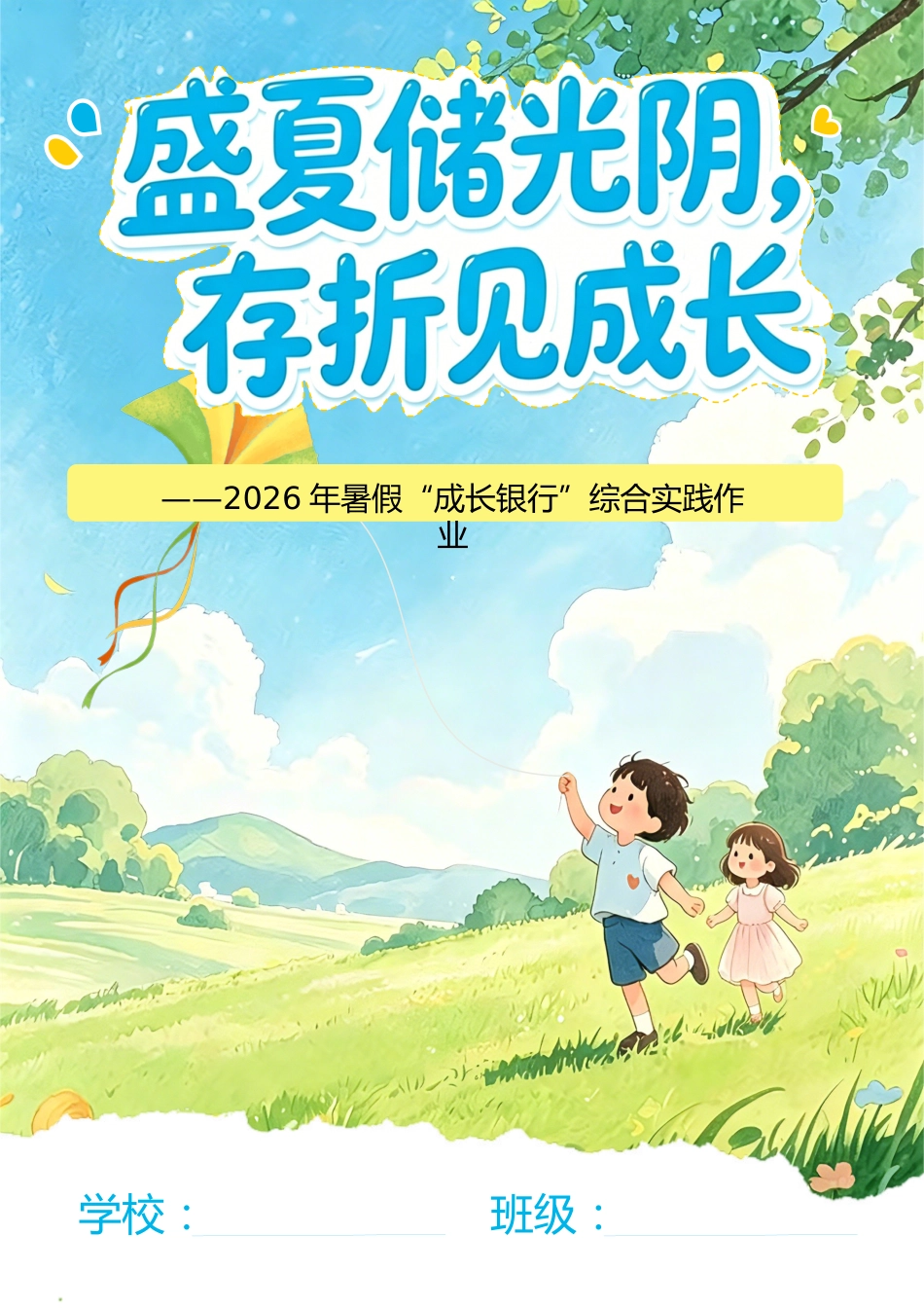 盛夏储光阴，存折见成长—— 2026年暑假“成长银行”综合实践作业_第1页