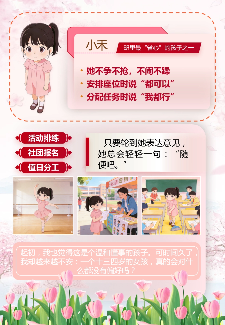 班主任基本功大赛育人故事:“随便”背后的不随便——一个“懂事”女孩找回自我的成长记_第2页