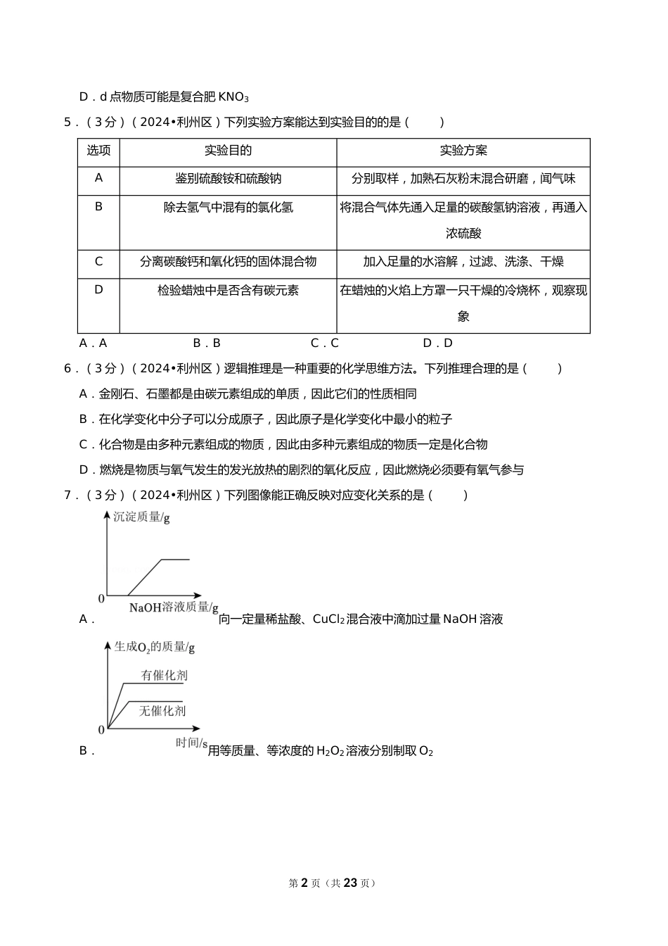 2024年四川省广元市中考化学试卷_第2页