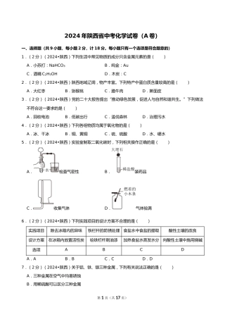 2024年陕西省中考化学试卷（A卷）