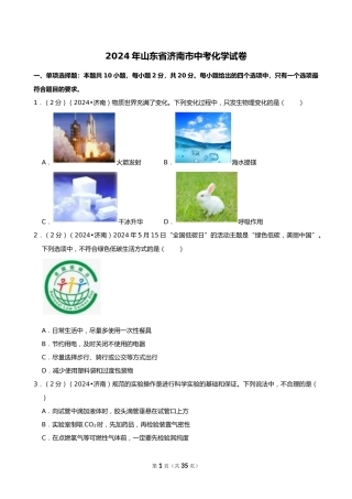 2024年山东省济南市中考化学试卷