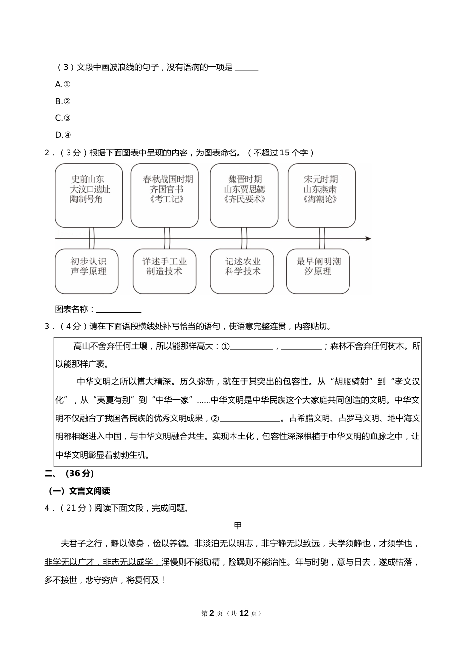 2024年山东省济南市中考语文试卷_第2页
