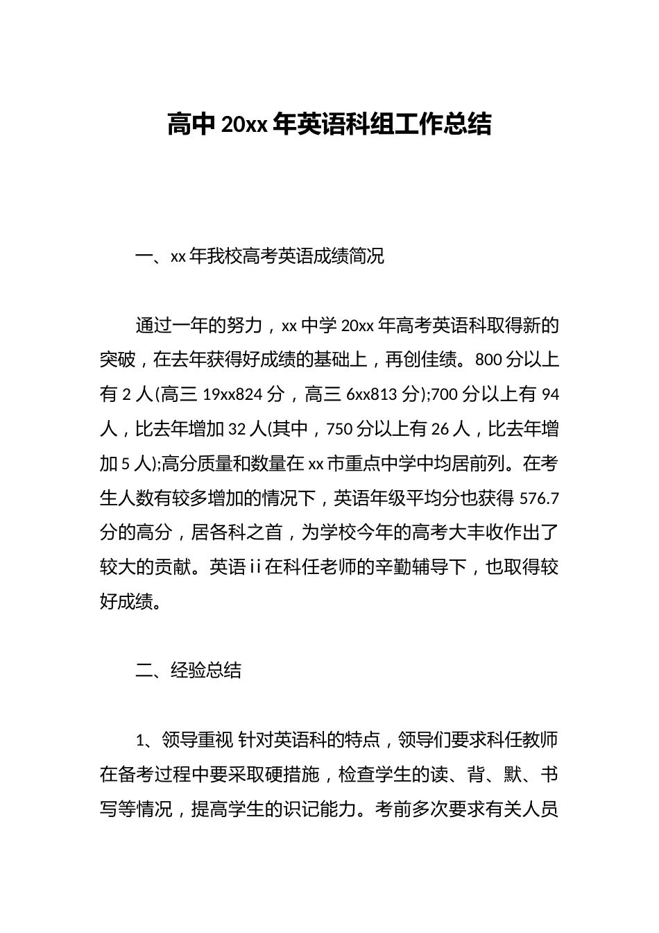 高中20xx年英语科组工作总结_第1页
