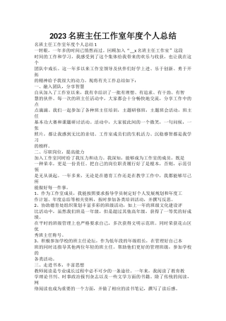 2023名班主任工作室年度个人总结