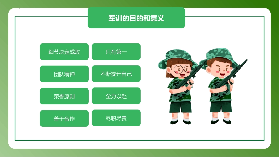 【军训动员】《迷彩青春扬帆起航》新生军训动员主题班会PPT_第5页