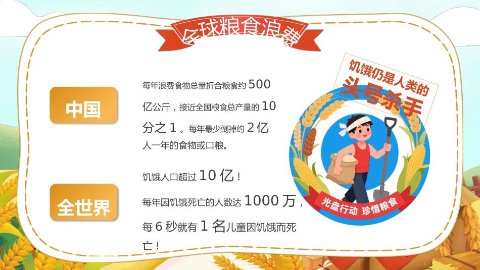 【通用】世界粮食日节约粮食主题班会:小小一粒米,我们要珍惜_第9页