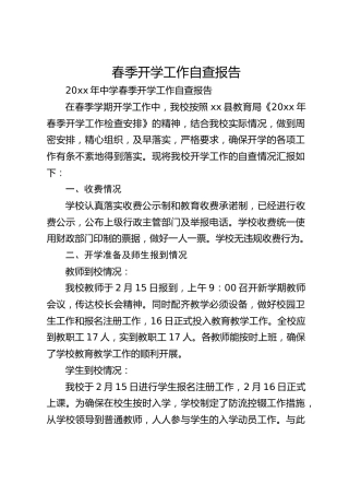 春季开学工作自查报告