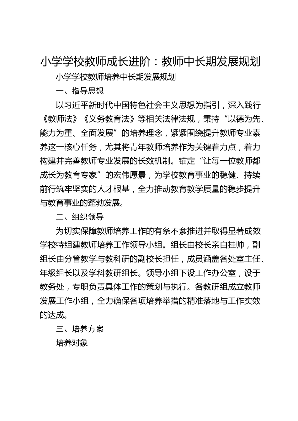 小学学校教师成长进阶:教师中长期发展规划_第1页