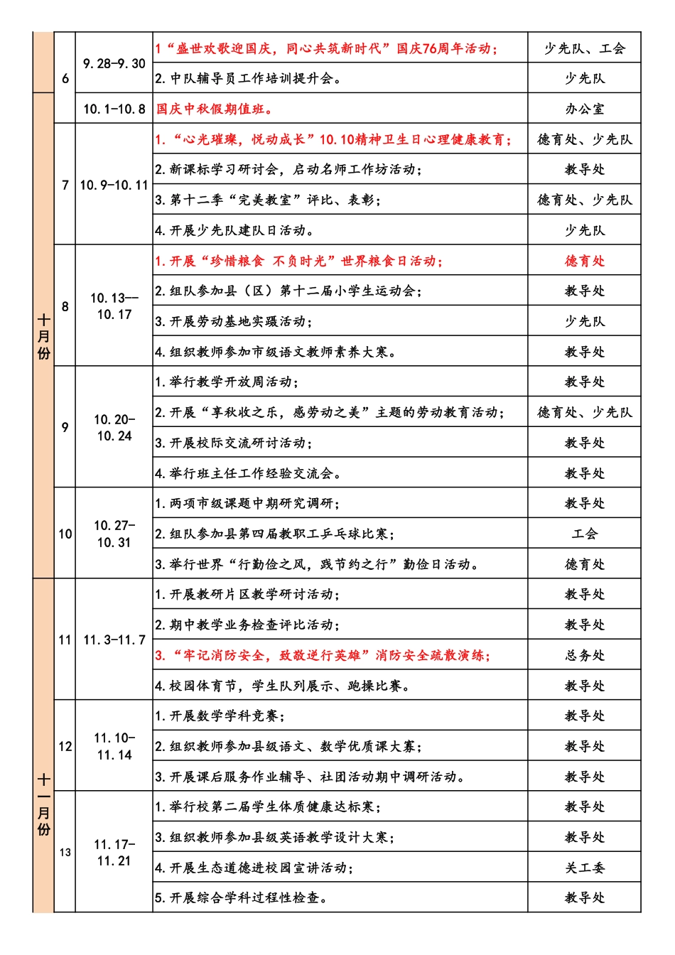 2025-2026学年第一学期学校工作行事历_第2页