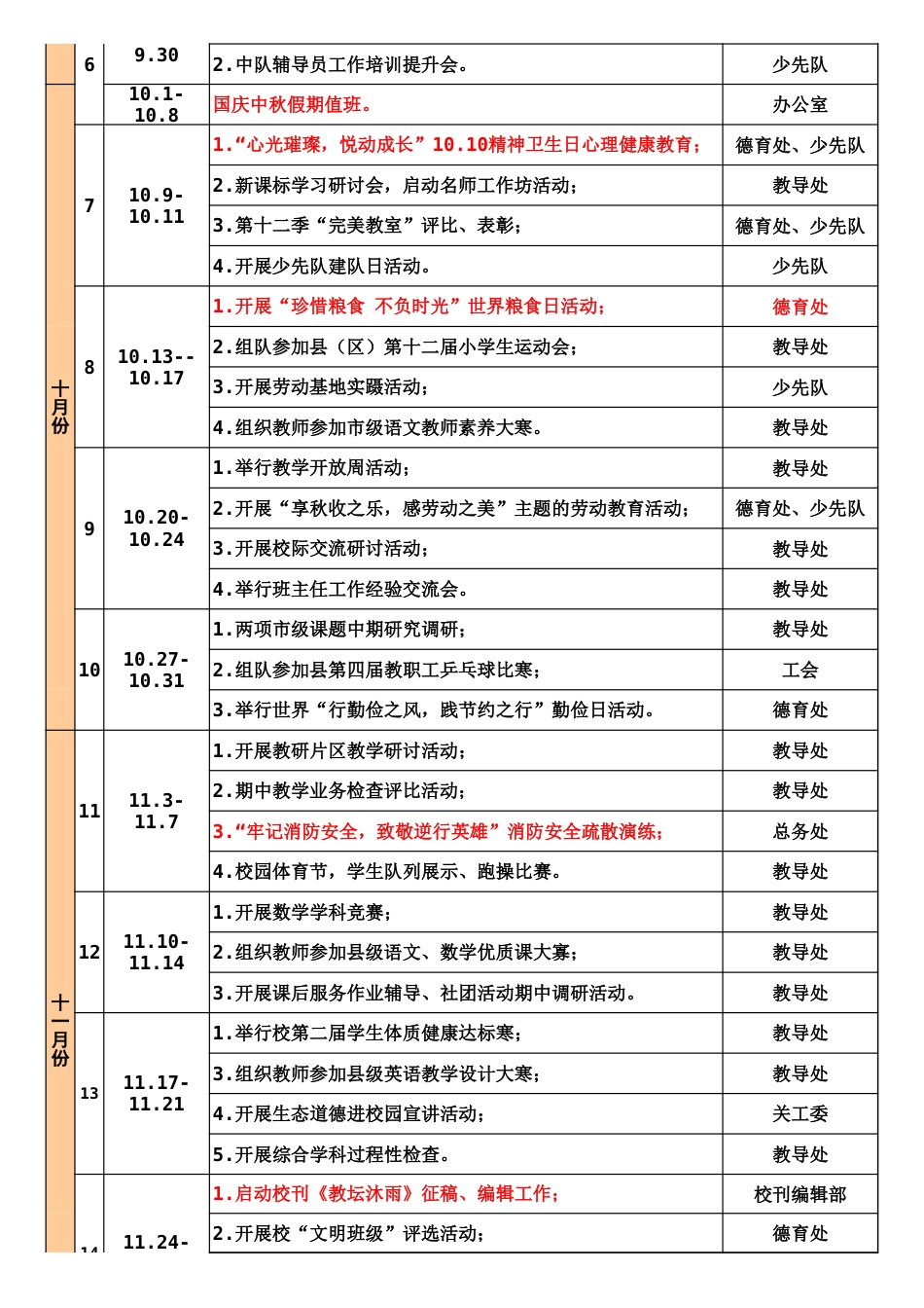 2025-2026学年第一学期学校工作行事历_第2页