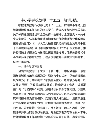 中小学学校教师“十五五”培训规划