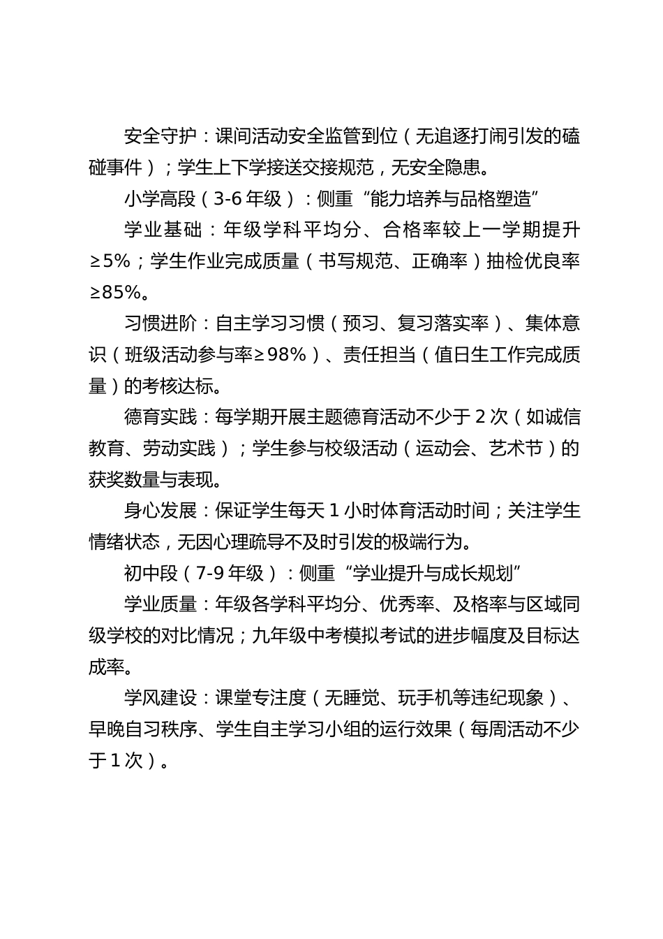中小学学校各年级段评比考核方案_第2页