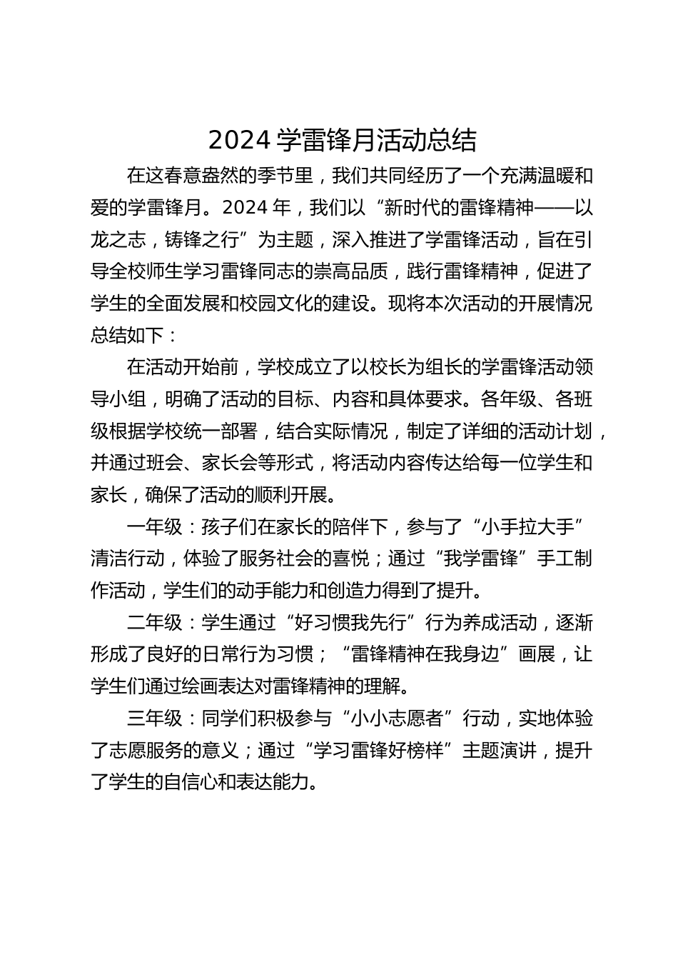 2024学雷锋月活动总结_第1页