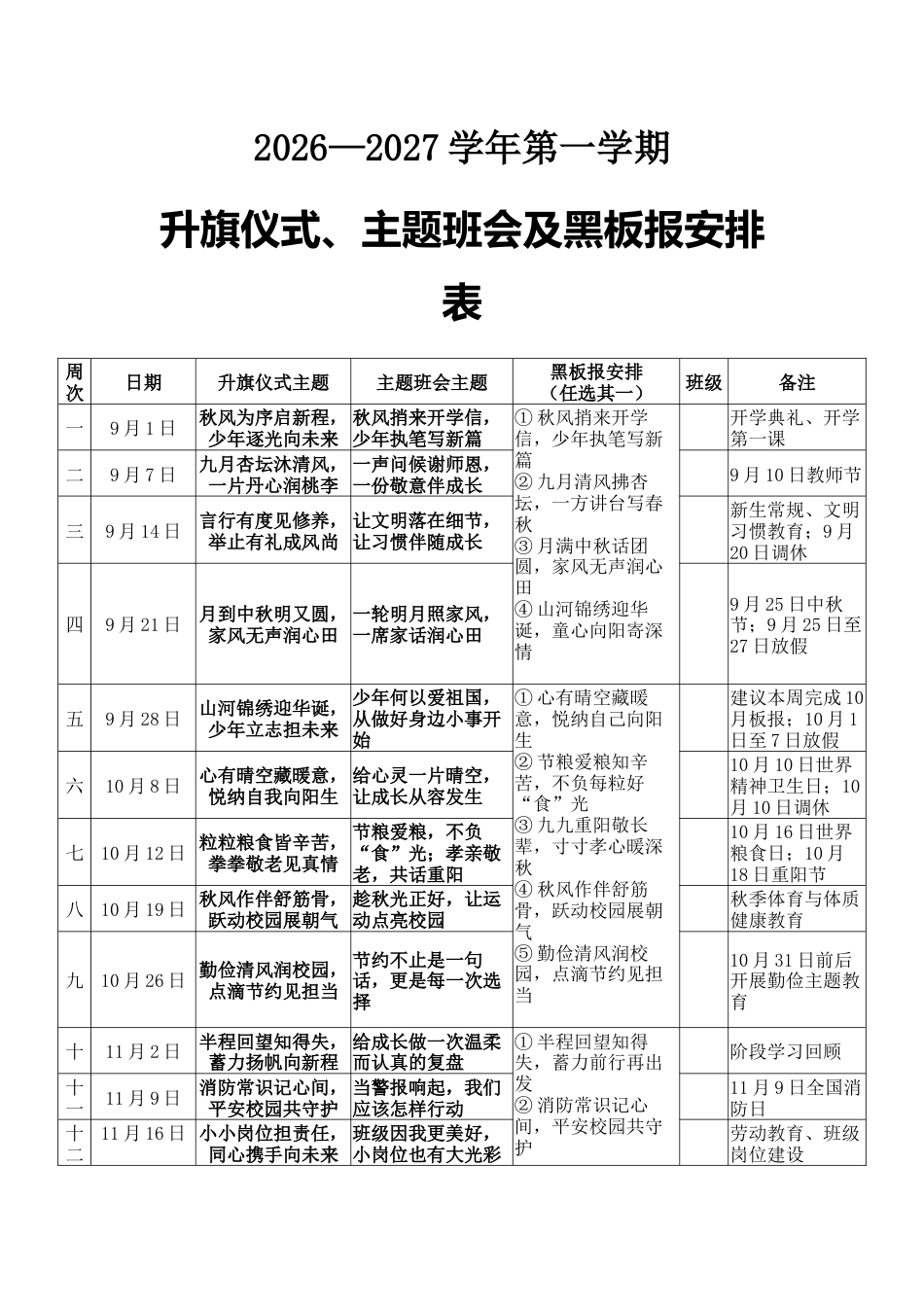 2026年升旗仪式安排表及讲话稿及主持词_第1页