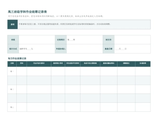 高三班级学科作业统筹记录表