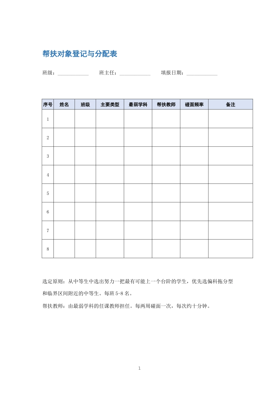 帮扶对象登记与分配表_第1页