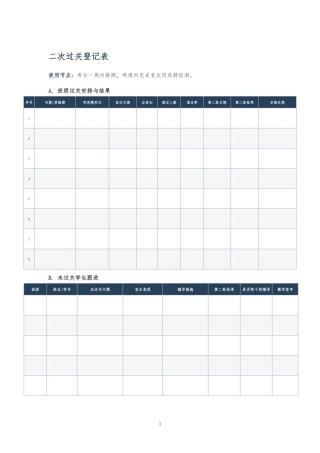 二次过关登记表