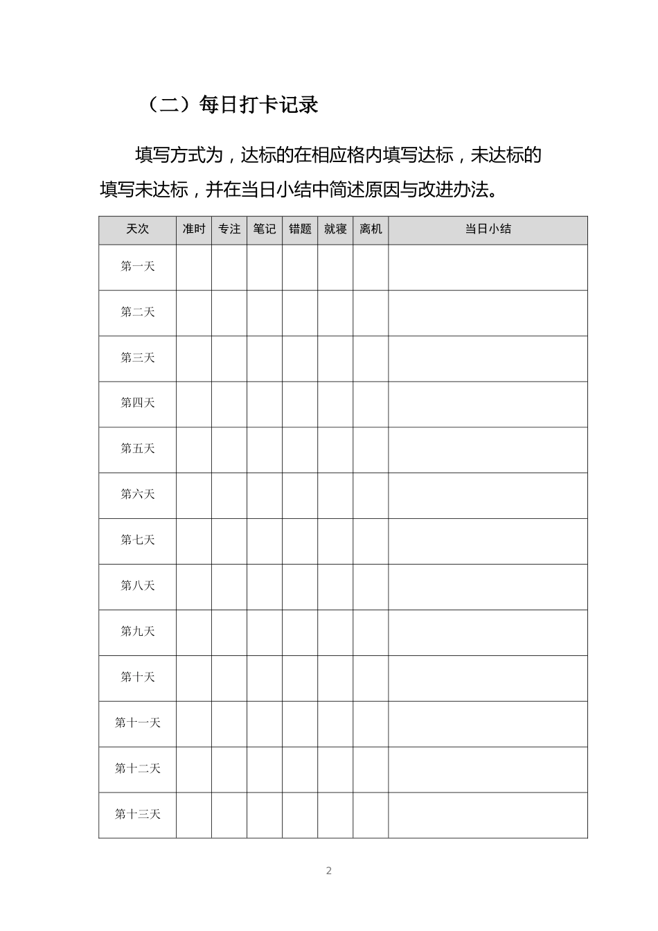 二十一天习惯养成打卡表_第2页