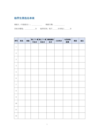 临界生筛选名单表