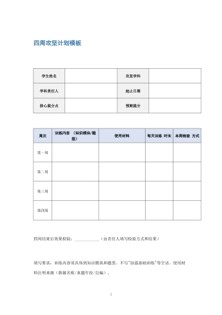 四周攻坚计划模板