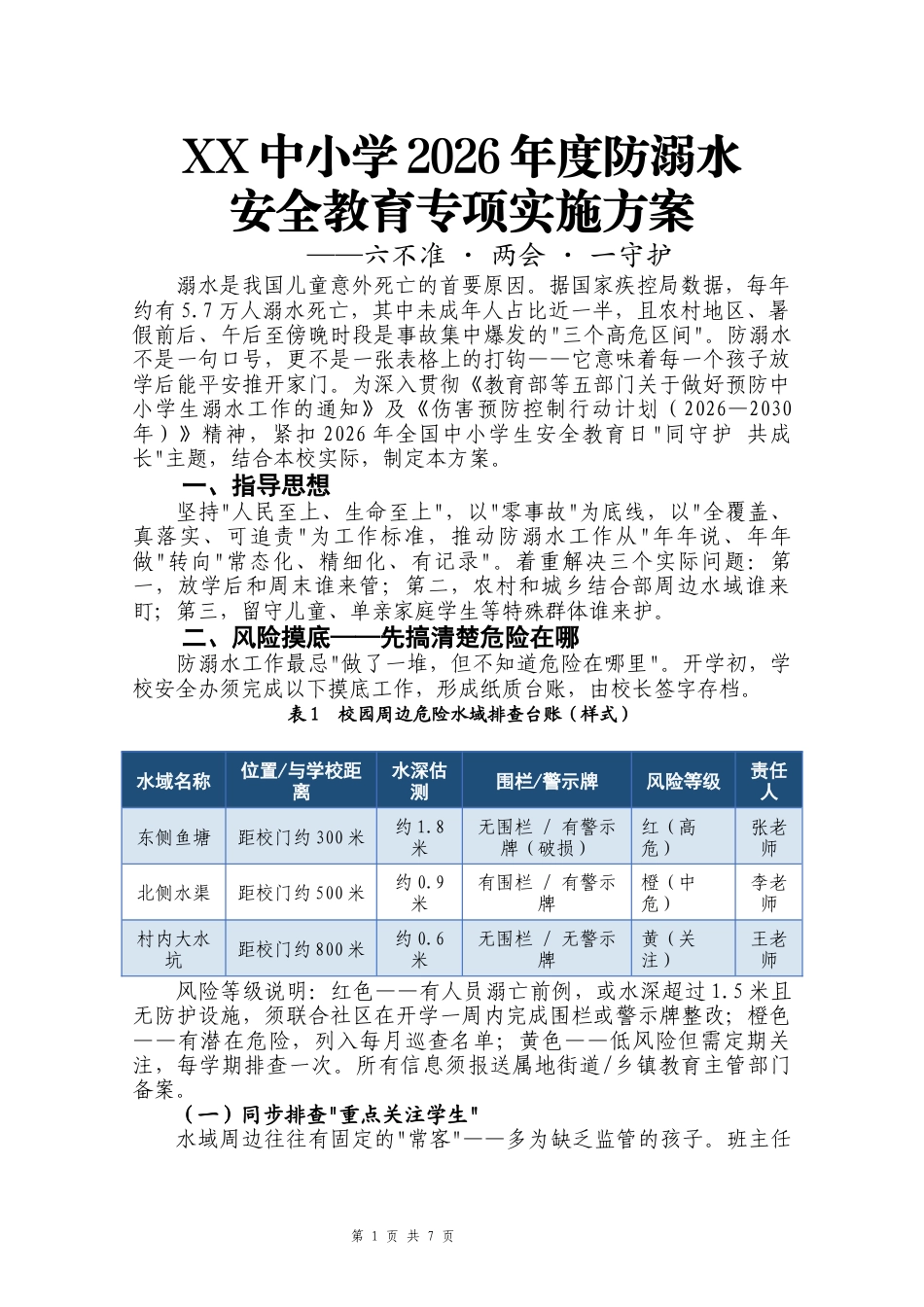 2026年防溺水安全教育专项实施方案_第1页