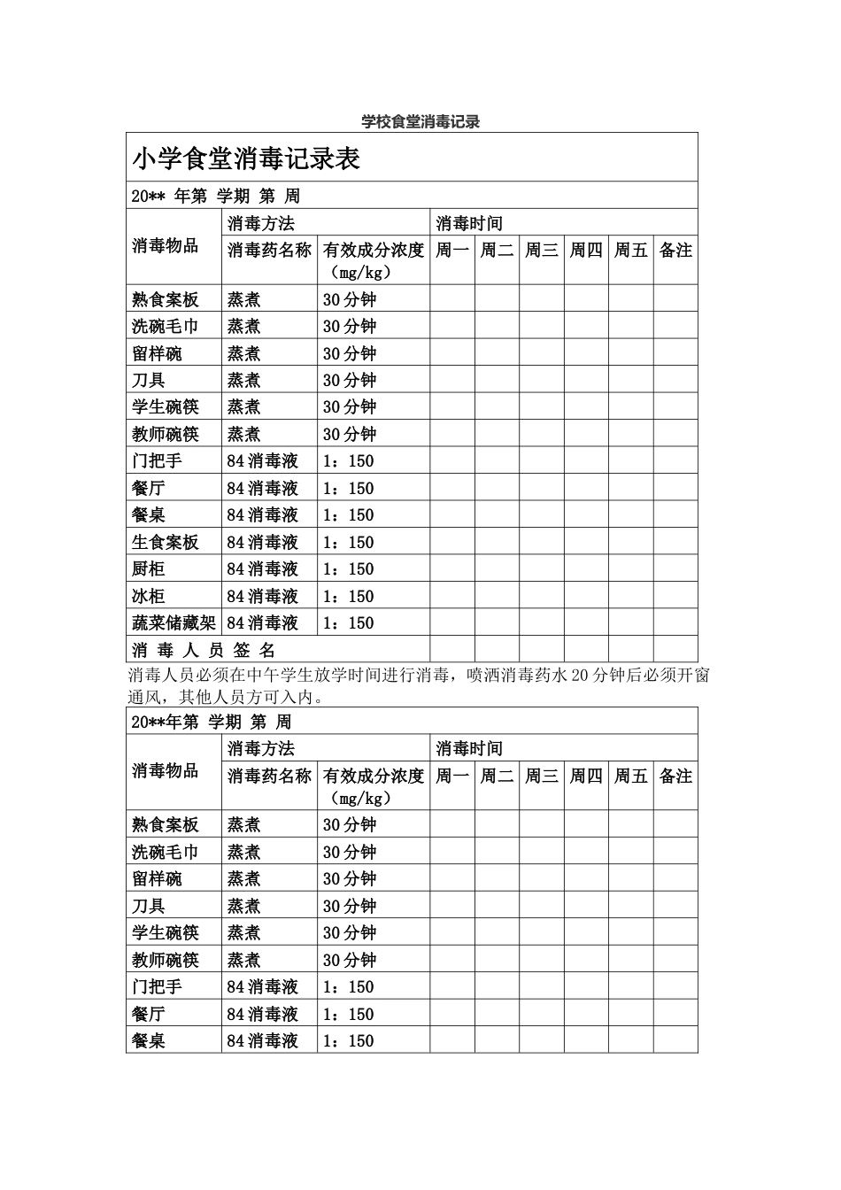 学校食堂消毒记录_第1页