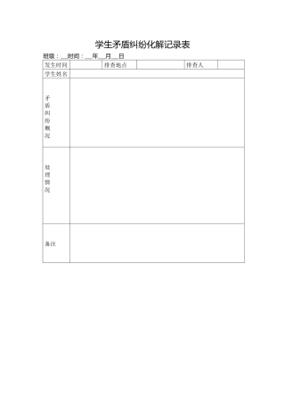 学生矛盾纠纷化解记录表