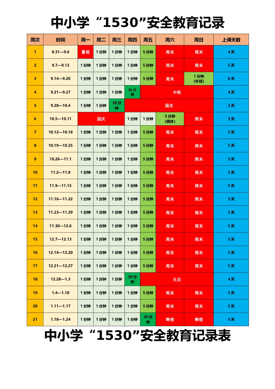 2026年秋季学期中小学1530安全教育记录(第一版)_第2页
