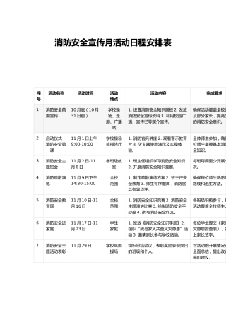消防安全宣传月活动日程安排表