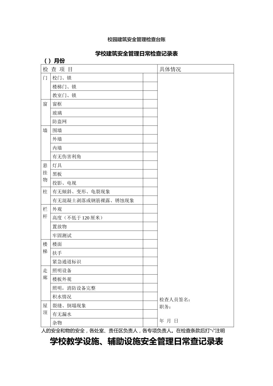 校园建筑安全管理检查台账34_第1页