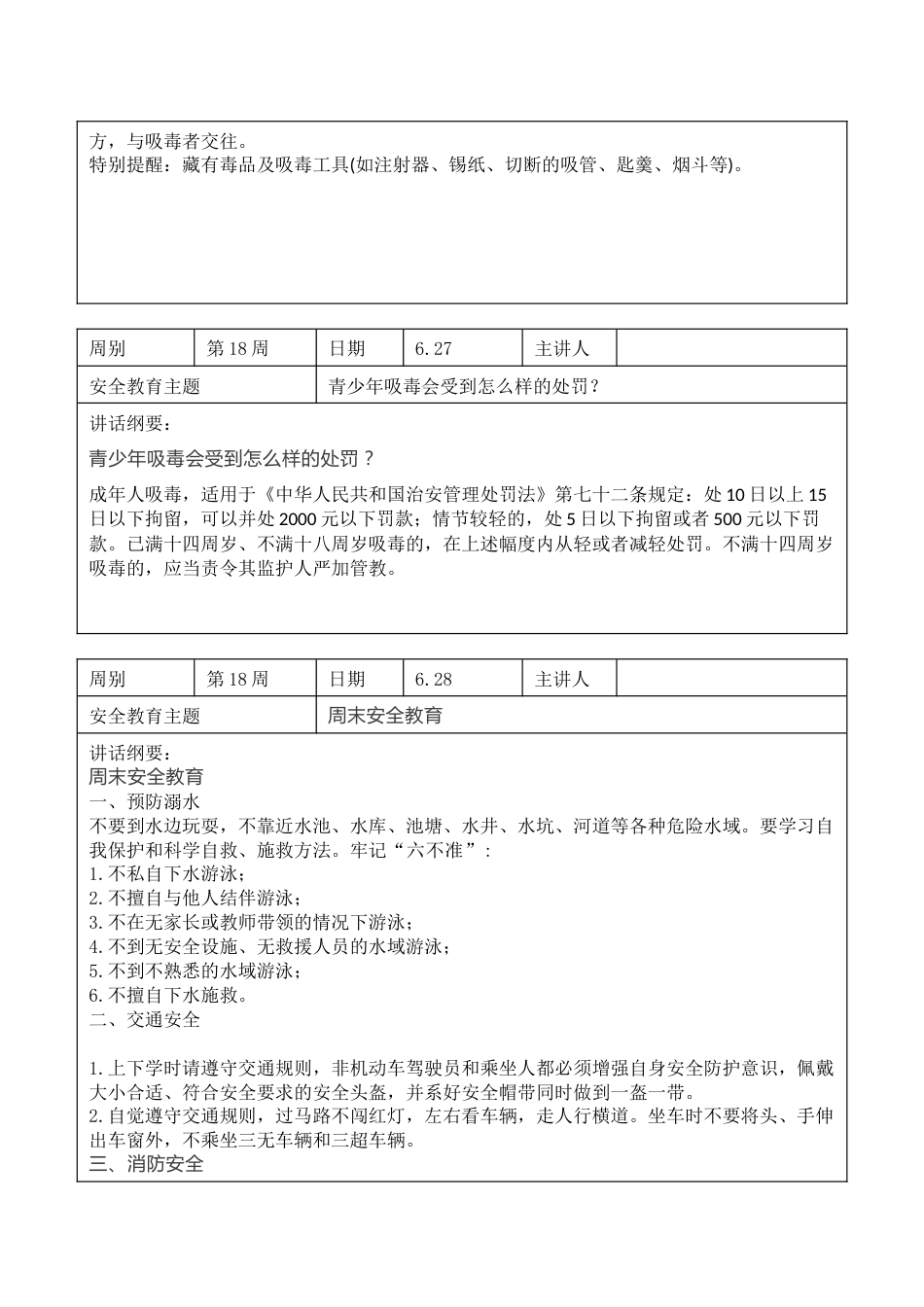 2025年春季第18周“1530”每日安全教育记录表内容资料参考_第2页