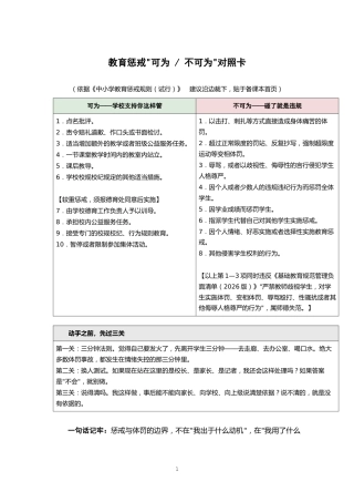 教育惩戒“可为 (不可为)”对照卡