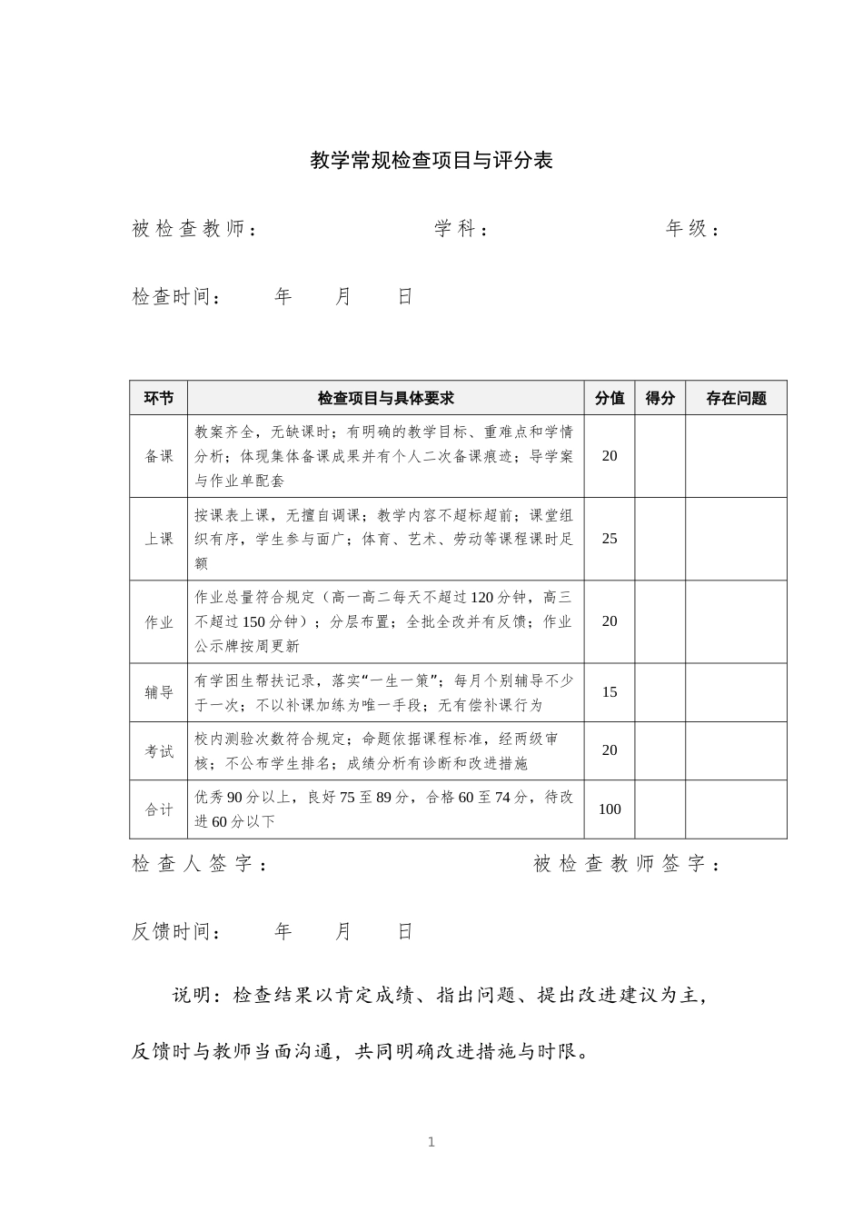 教学常规检查项目与评分表_第1页