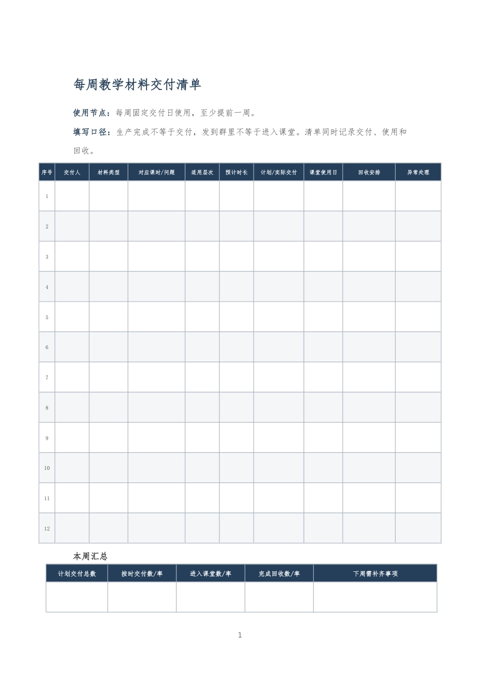 每周教学材料交付清单_第1页