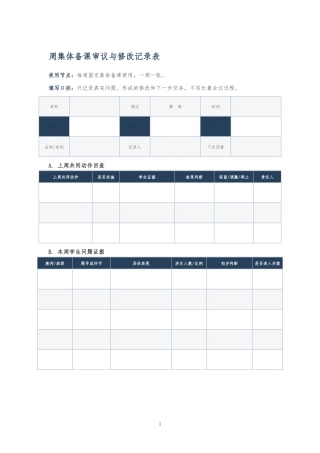 周集体备课审议与修改记录表