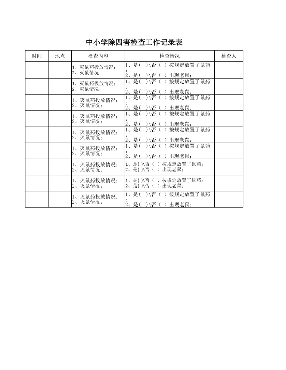 中小学除四害检查工作记录表_第1页