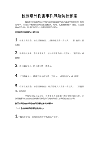 校园意外伤害事件风险防控预案