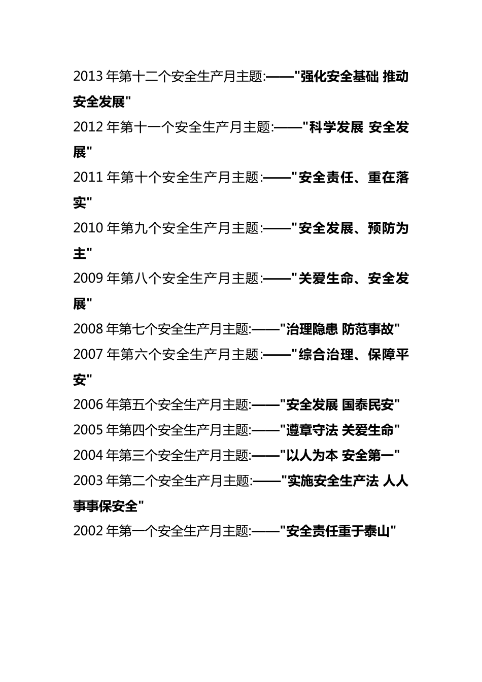 历年官方安全生产月主题_第2页