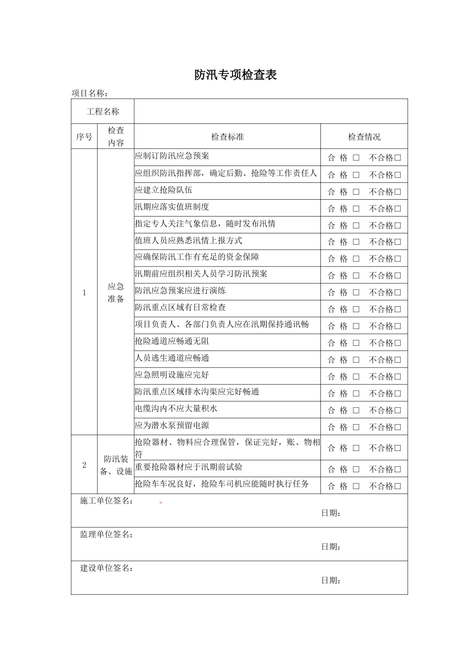 【制度】防汛专项检查表(每月一次)_第1页