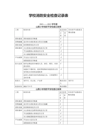 学校消防安全检查记录表