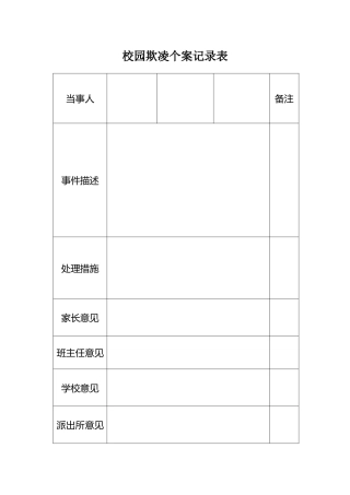 中小学校园欺凌个案、排查记录表