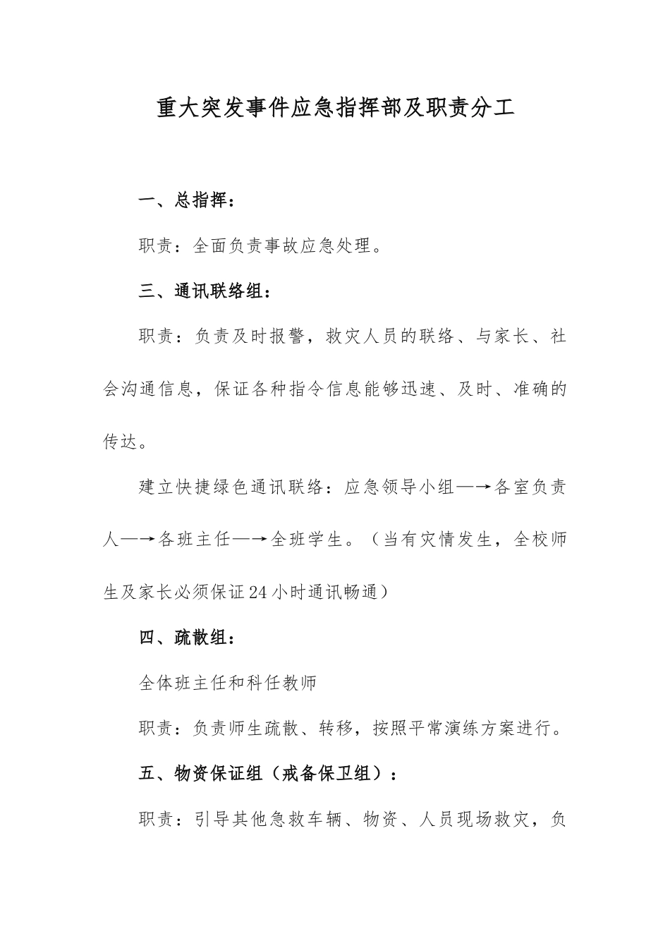 重大突发事件应急指挥部及职责分工_第1页