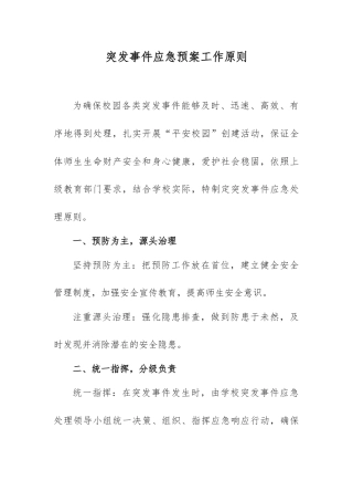 突发事件应急预案工作原则