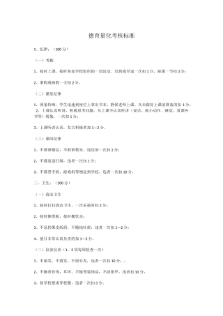 德育量化考核标准