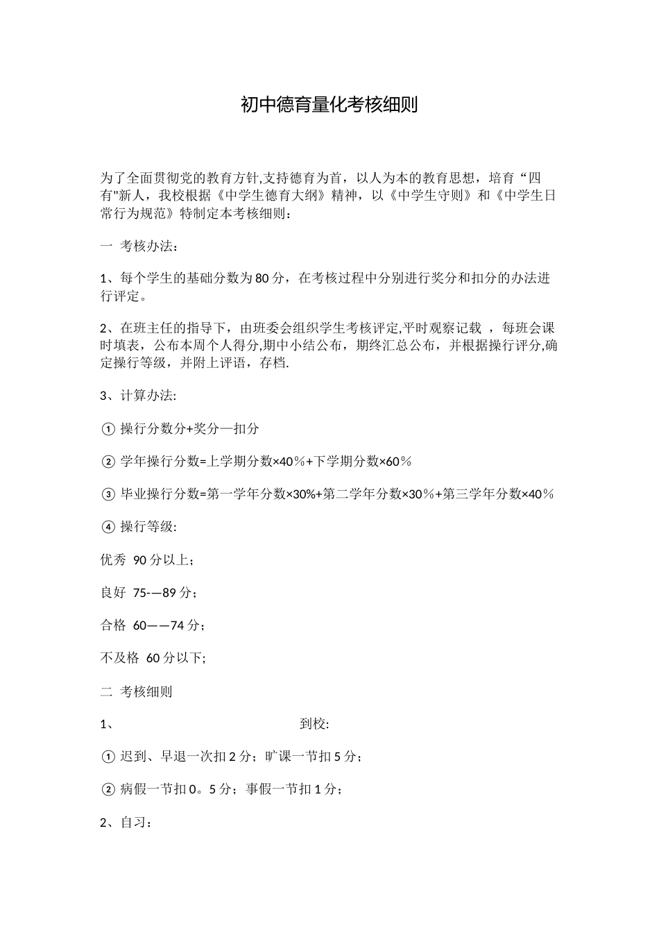 初中德育量化考核细则_第1页